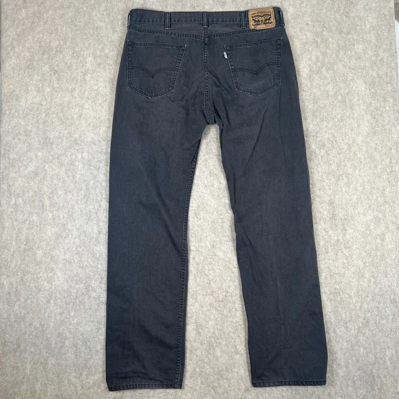 Levi‎ 505 Mens Jeans W38 L34 Dark Gray White Tab Straight Fit Casual Pants