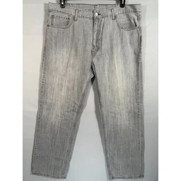 Levi's 505 Light Gray Wash Straight Leg Mens Jeans 40x30 (Act 39x29) Casual Work