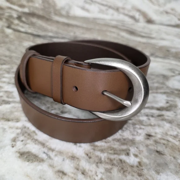 Levi's Brown Leather Belt with Silver Buckle Men's Small
