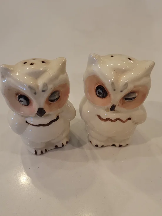 Vintage Owl Salt & Pepper Shakers