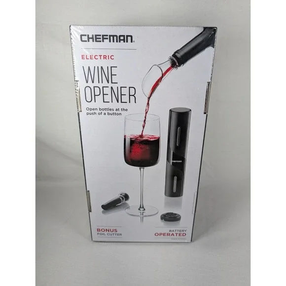 Chefman Electric Wine Opener 4 Piece All In One Set 80 Bottle Battery Life New