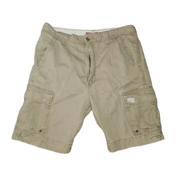 Levis‎ Dark Tan Khaki Cargo Shorts Men's Size 36 Flat Front Chino Thick