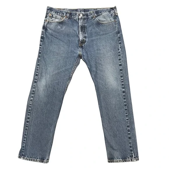 Levi's Blue 505 Regular Fit Straight Leg Jeans Mens 40x32