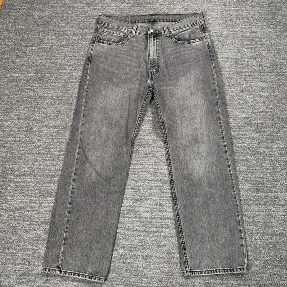 Levis 555 Jeans Men 34x30 Black Relaxed Straight Gray Wash Denim 100% Cotton
