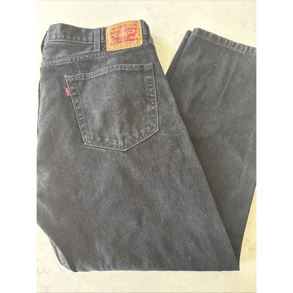 Levi 505 Black Jeans‎ Mens 40x30 Straight Leg Zip Fly