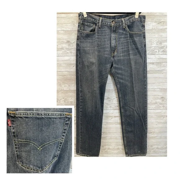 Levi's 505‎ Mens 38x34 Jeans Medium Wash Straight Leg Whiskering 100% Cotton