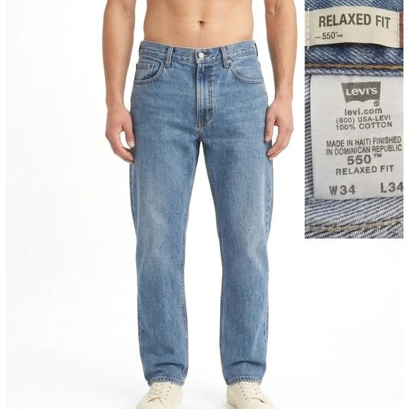 Levi's 550 Relaxed Fit Jeans Mens 34x34 Blue Vtg 90s Nostalgia Thrifted Dad Jean