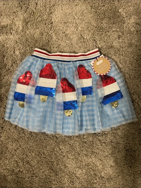 Mud Pie Red White Blue Sequin Tulle Tutu