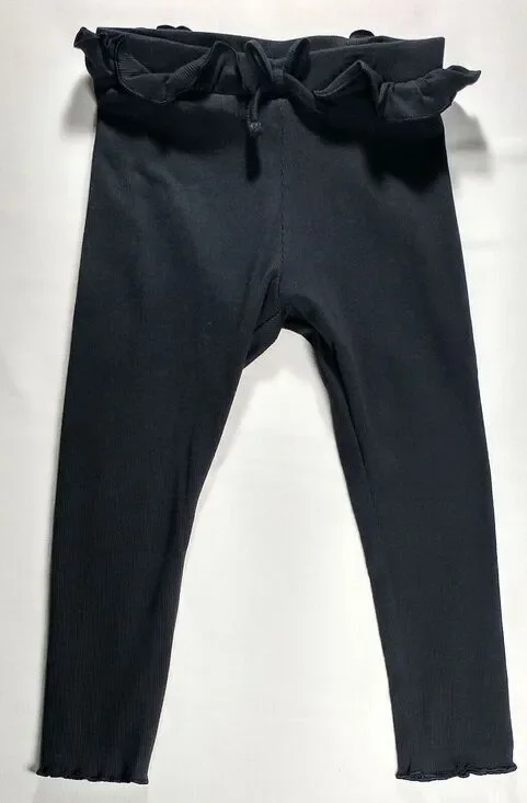 Girls Jumping Beans Leggings Black Ruffled Waist with Bow