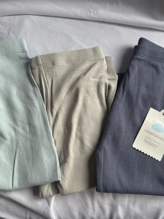 cloud island 3-Pack Leggings in Mint, Beige, and Slate Blue