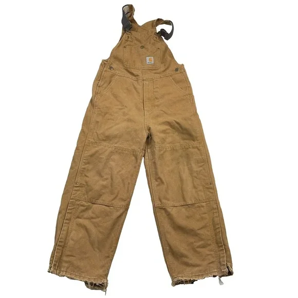 Carhartt  Bibs Youth‎ 10 Insulated Overalls Duck Tan Canvas Double Knee 30x22