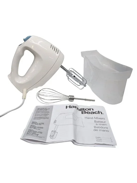 Hamilton Beach Electric Hand Mixer 6 Speed White 62682 2 Beaters 1 Whisk