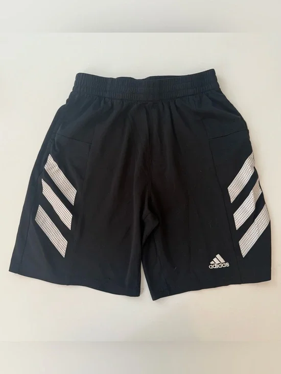 Adidas Aeroready Black Athletic Shorts with White Stripe Panels Youth L (14-16)