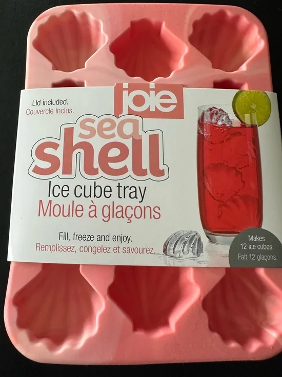 Joie Pink Sea Shell Silicone Ice Tray with Lid