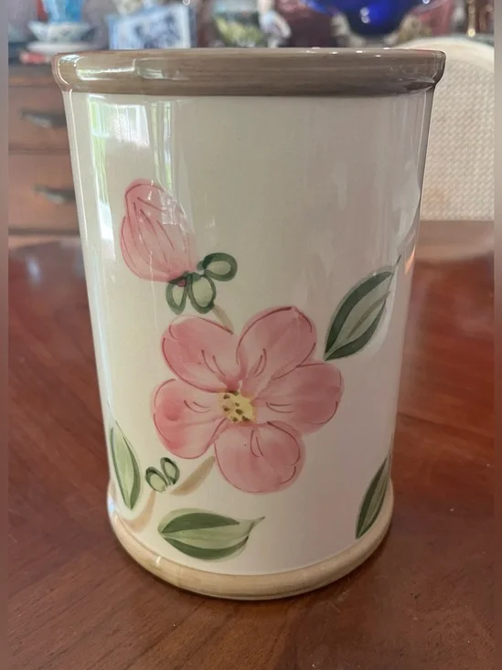 Vintage Franciscan Desert Rose Utensil Holder Crock 7” Made in Portugal