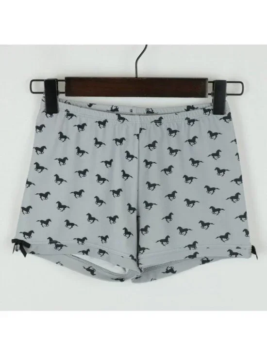 Monkeybar Buddies Derby Days Girls Size 10 Gray Black Horse Gymnastics Shorts