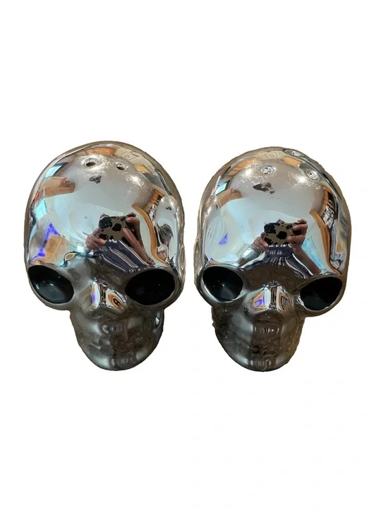 Chrome Skull Salt and Pepper Shakers Set
