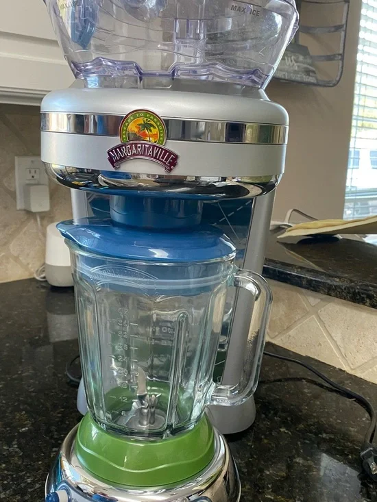 Margaritaville Silver Blender with Blue Lid and Green Base