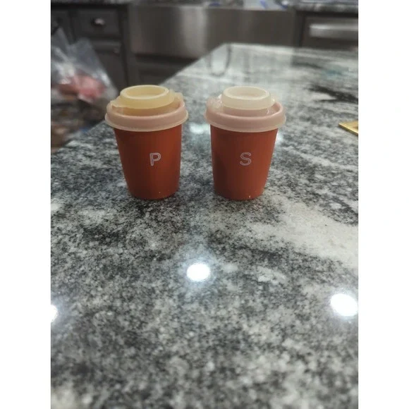 Vintage Tupperware Picnic Salt & Pepper Set 1970's Harvest Orange