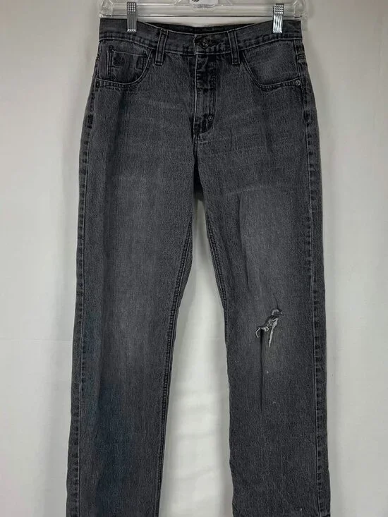 GUC Sean John Jeans Boys Dark Gray Distressed Straight Leg Denim Pants Size 16