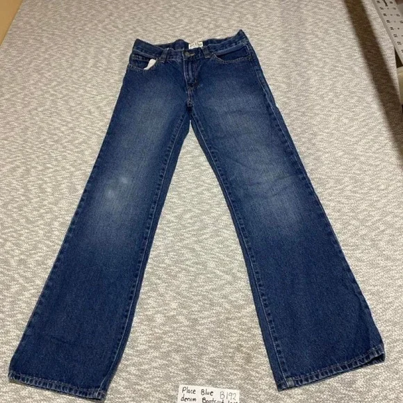 Place Blue Bootcut Jeans kids Size 12 distressed bottom. SKU-B192#bootcut