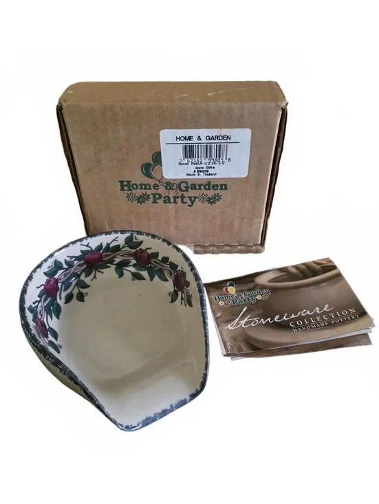 Vintage 2003 Home & Garden Stoneware Spoon Rest Apple Swag
