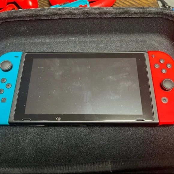 Nintendo Switch with Blue and Red Joy-Con Controllers