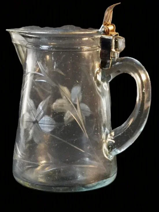 Antique Syrup Dispenser Etched Pattern Pat Date 1914 Kitchen Decor