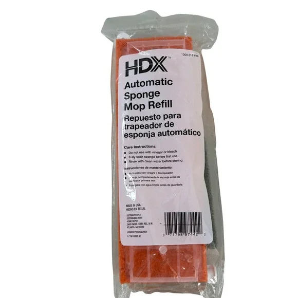 HDX Automatic Sponge Mop Refill 9in Orange Cellulose Fits Type S 1000018618