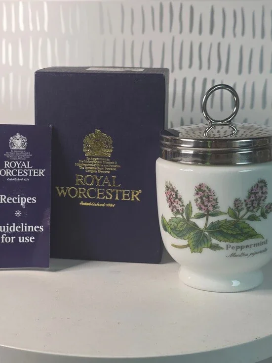Royal Worcester Egg Coddler Peppermint Mentha piperita with Box & Booklet