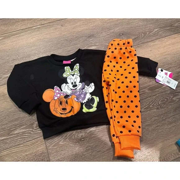 Disney NWT halloween Minnie Mouse sweats outfit 12‎ months