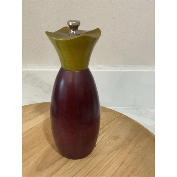Vintage Sylvain Tremblay Wood Pepper Mill Flared Crown Moulin Aubergine