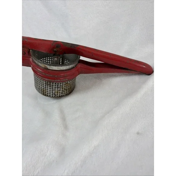 Potato Ricer Masher/ Decor Red Metal Handle Areas of use Retro Functional Vintag