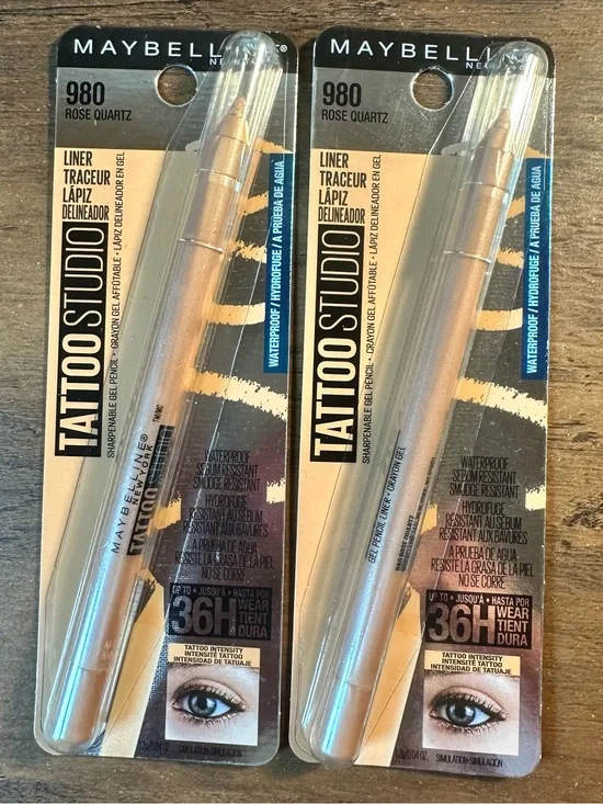Maybelline Tattoo Studio 2pk EyeLiner Gel Pencil 980 Rose Quartz Waterproof NEW