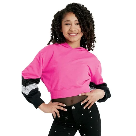 Pre-Owned Dance Crop Hoodie Balera AH11229 Large Child Pink Hip Hop Jazz