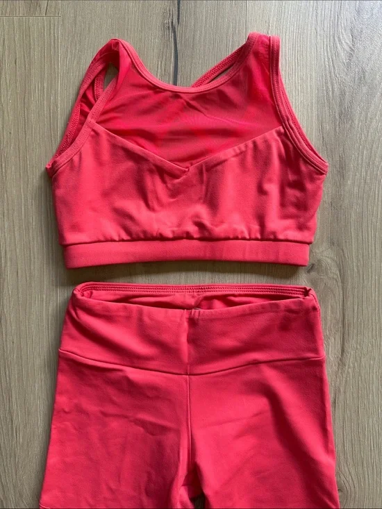 Girls' Bright Red Dance Crop Top and Bike Shorts Set