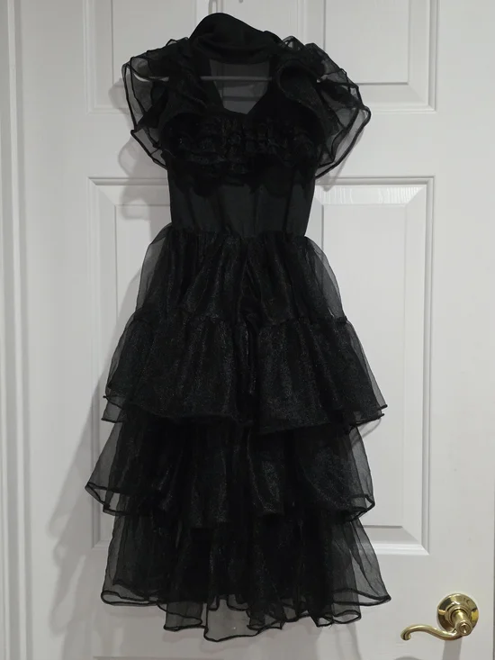Black Layered Tulle Dance Costume Dress for Kids