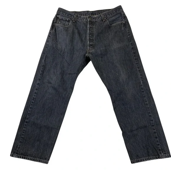 Levis 501 Mens Original Fit‎ Button Fly Faded Black Jeans 34x27 Straight Leg