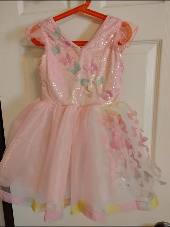 Girls Pink Butterfly Tulle Dance Costume