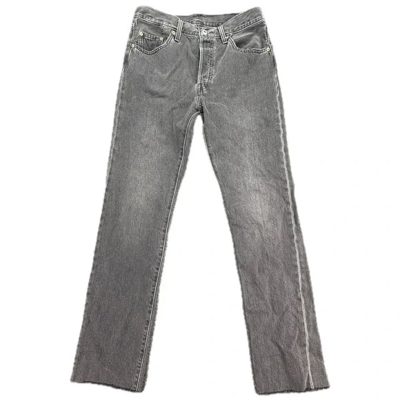 Levi's‎ 501 Original Fit Jeans Mens 29x32 Faded Black Grey Raw Hem 12501-0398
