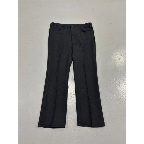 Levis Sta-Prest Action Slacks Mens 40x32 Black Twill Vintage‎ Trousers