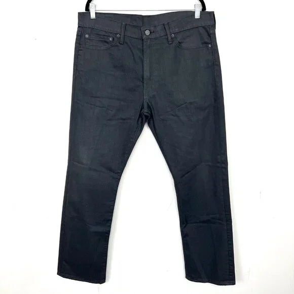Levi's 513 Slim Straight Jeans Coated Denim Grey Men's Size 36x30‎