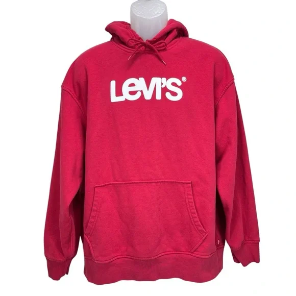 Levi’s Unisex Large Graphic Relaxed Hoodie‎ Red “Levi’s” Logo Pullover