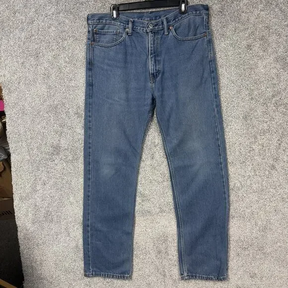 Levis 505 Jeans Mens 35x31 Blue Medium Wash Regular Fit Straight Denim Classic