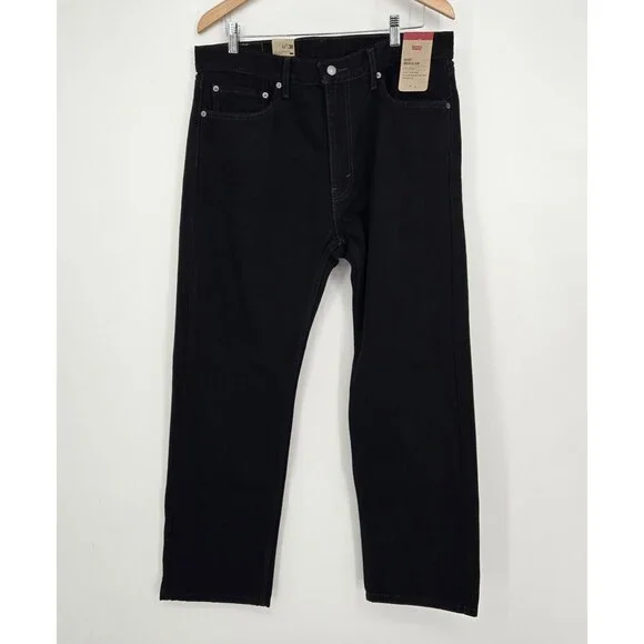 NWT Levis 505 Denim Jeans Mens 36x30 Regular Fit Straight Leg Black 100%‎ Cotton