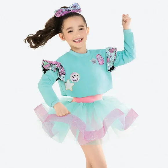 Pre-Owned Dance Costume Revolution RC23510 Small Child Green Tutu Hip Hop Sequin