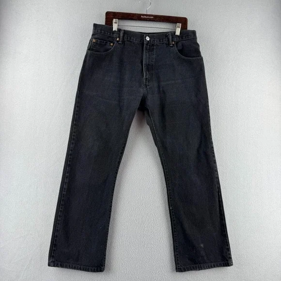 Levis Jeans Mens 36x34 (Fits 35x29) Black Denim 517 Bootcut