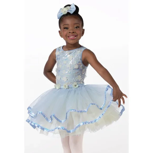 Pre-Owned Dance Costume Weissman 14223 Small Child Blue Ballet Sequin