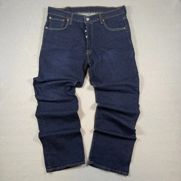 Levis‎ 501 Jeans Mens 36x32 Dark Wash Button Fly Straight Leg Cotton Denim