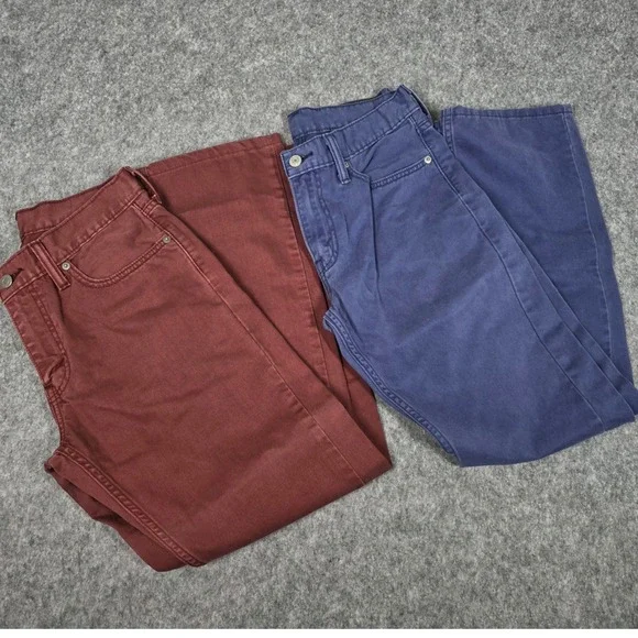 Lot‎ 2 Levi's 514 Straight Fit Pants Burgundy Red Navy Blue Twill Chino 29 x 30